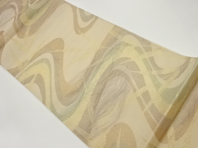 絽流水に笹模様織出し袋帯